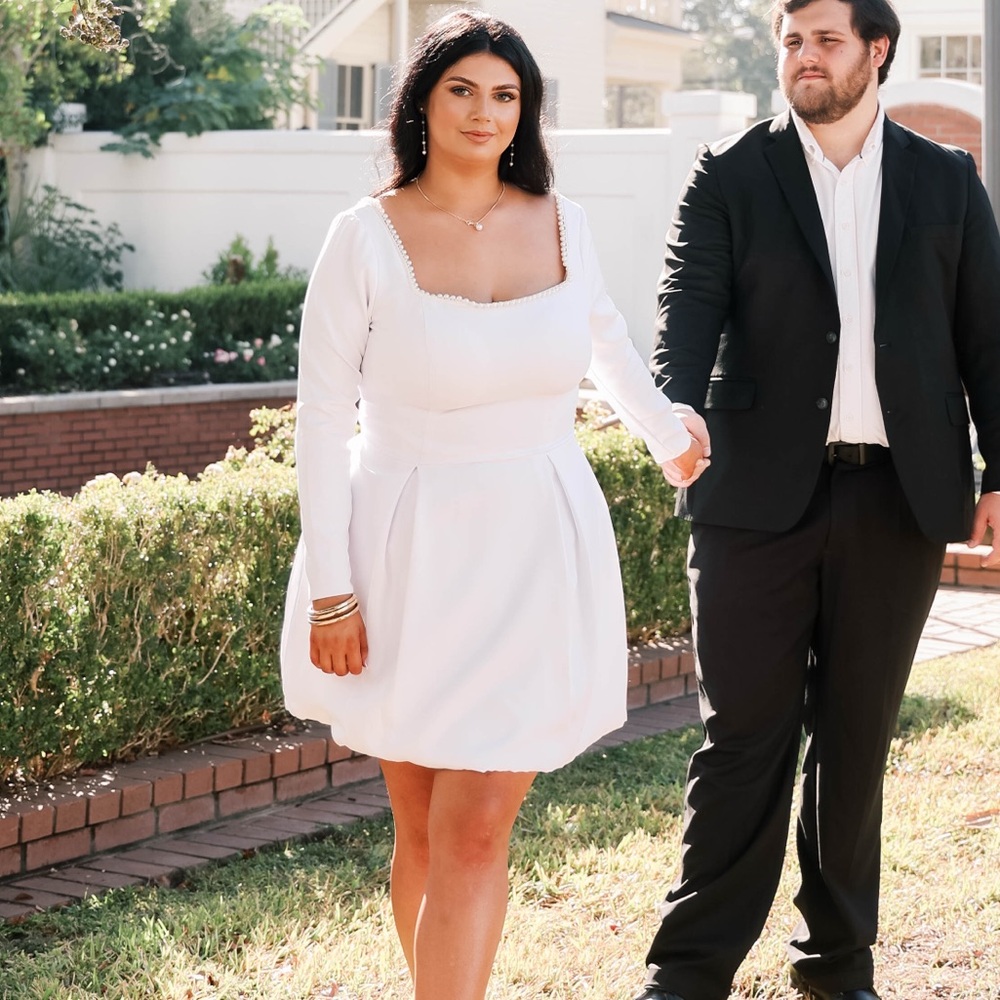 Sophisticated Long Sleeve White Dress
